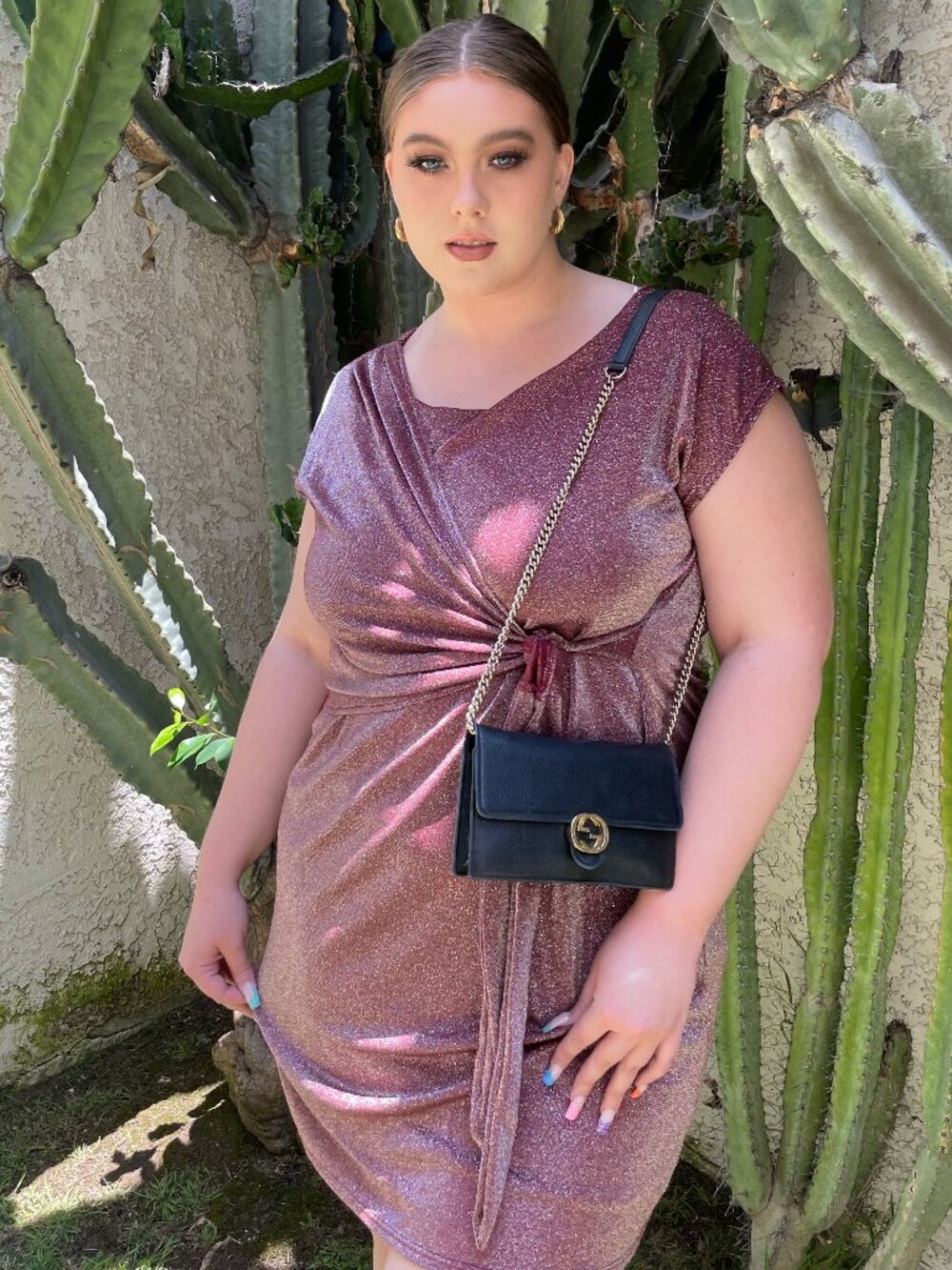 Anika Plus Size Sparkly Front Tie Dress